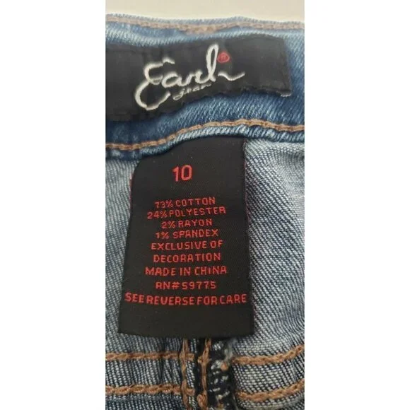 NEW EARL JEANS USA FLAG EMBROIDERED EMBELLISHED POCKET SHORTS SZ 10 - Picture 7 of 7